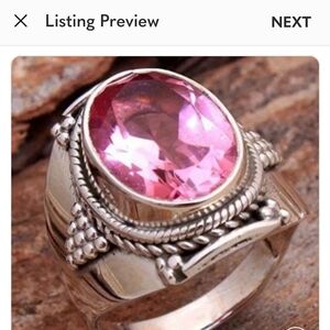 Elegant Silver Pink Gemstone Ring